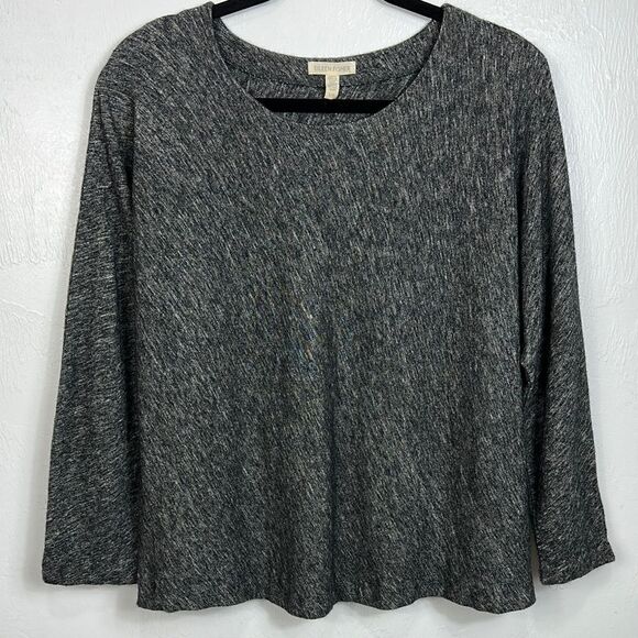 Eileen Fisher Organic Cotton Blend Round Neck Relaxed Fit Top Size L - Picture 2 of 10